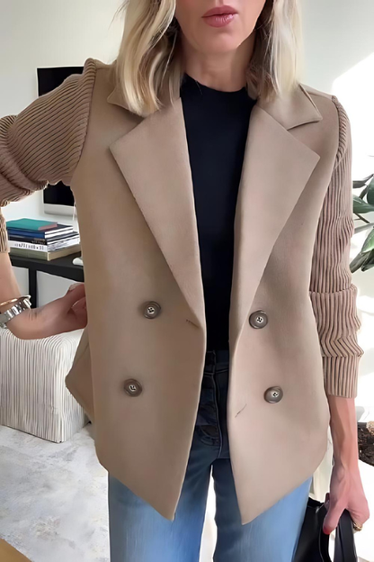 Damen Strickärmel Blazer Maßgeschneidert Hüftlang
