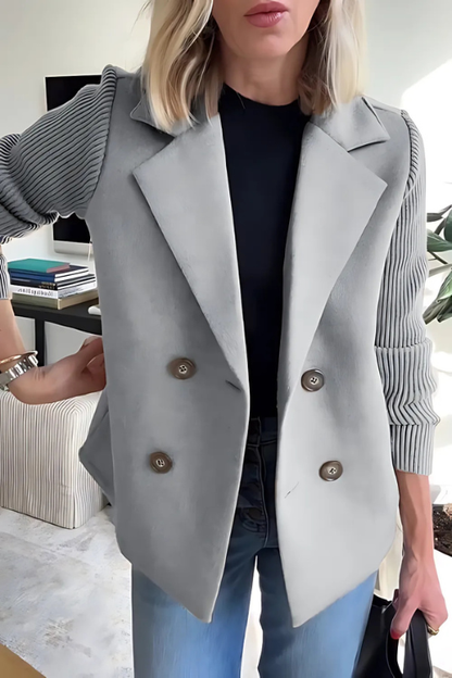 Damen Strickärmel Blazer Maßgeschneidert Hüftlang