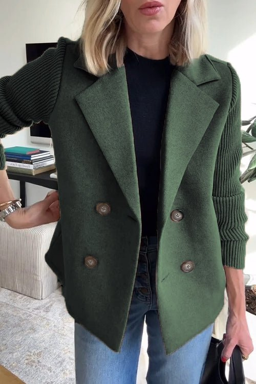 Damen Strickärmel Blazer Maßgeschneidert Hüftlang