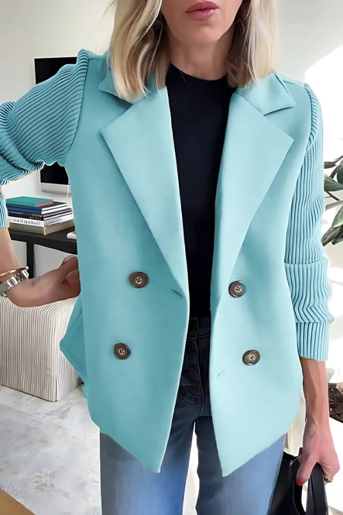 Damen Strickärmel Blazer Hüftlang Maßgeschneidert