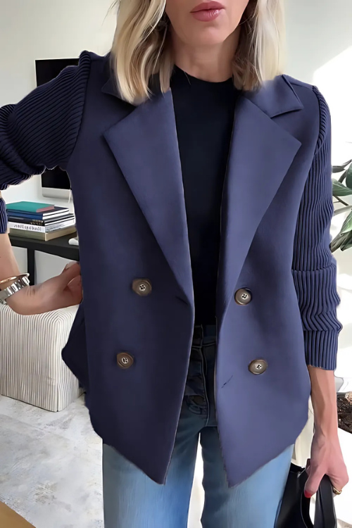 Damen Strickärmel Blazer Maßgeschneidert Hüftlang