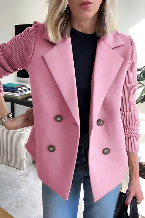 Damen Strickärmel Blazer Maßgeschneidert Hüftlang