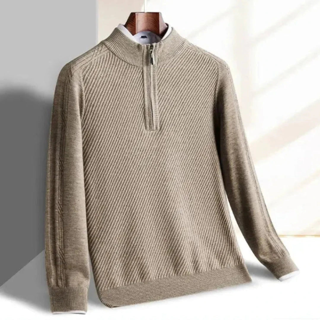 Herren Strickpullover Leicht Rippenstruktur Normale Passform