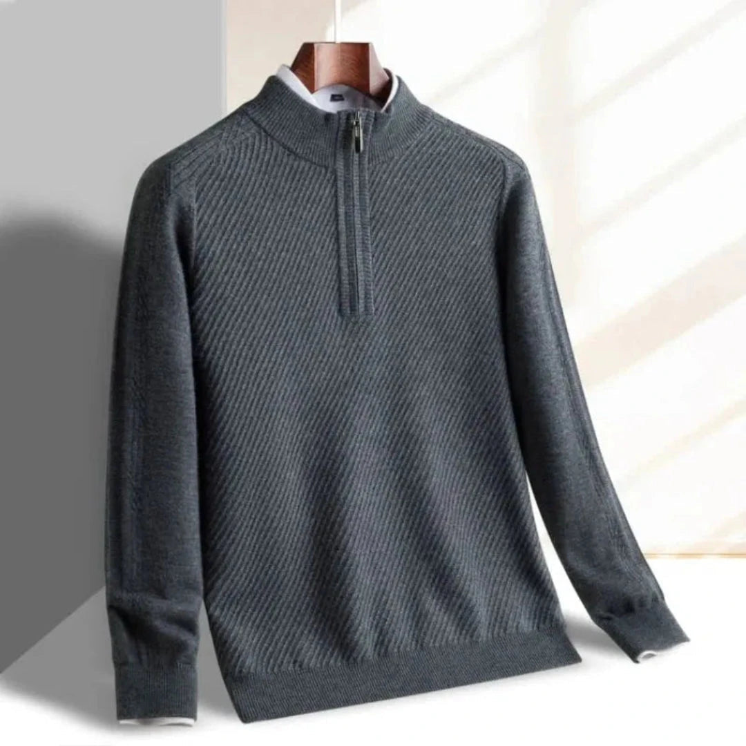 Herren Strickpullover Leicht Rippenstruktur Normale Passform