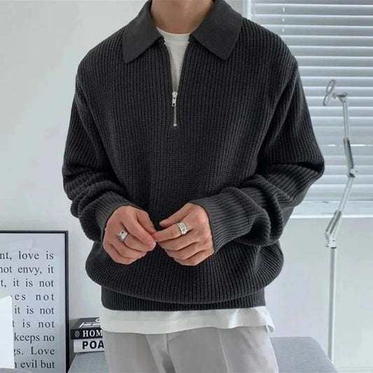 Herren Strickpullover Gerippte Textur Beige - Norvielle