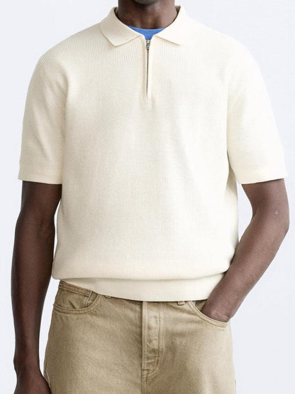 Elegantes Herren Strickpolo Reißverschluss