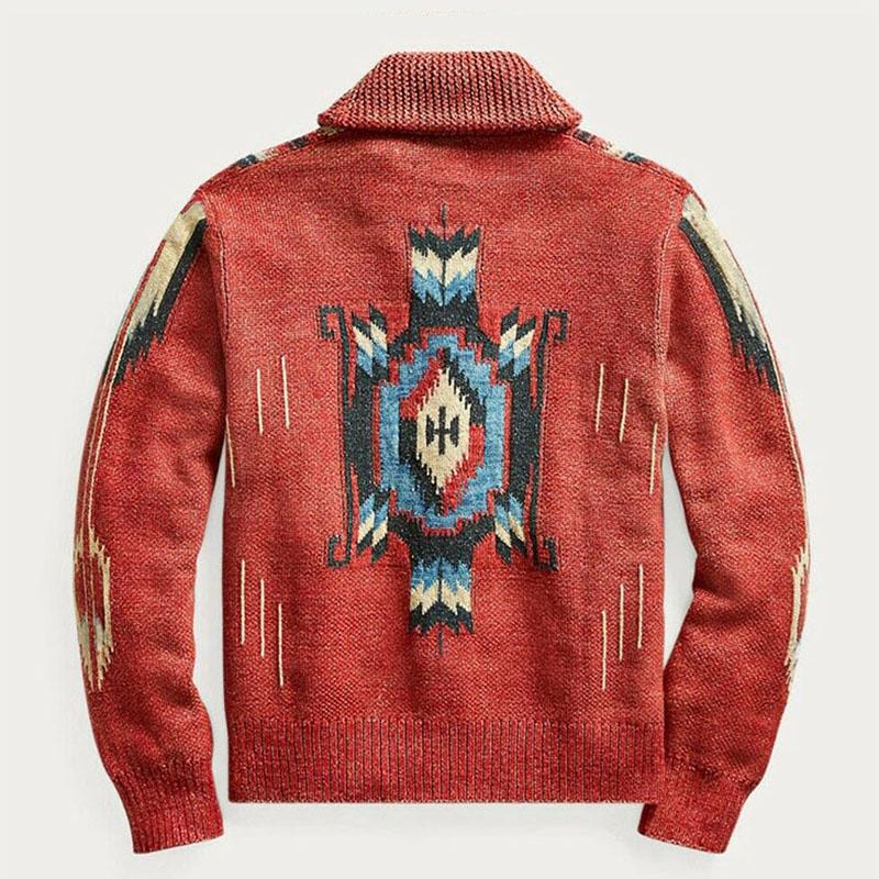 Norvielle Herren Strickjacke Jacquard-Muster - Norvielle