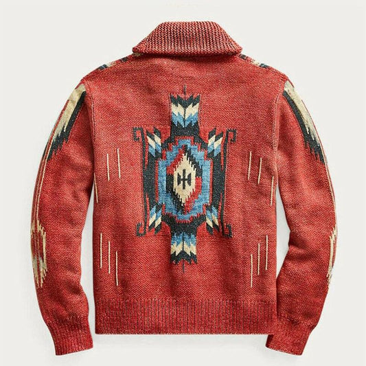Norvielle Herren Strickjacke Jacquard-Muster - Norvielle