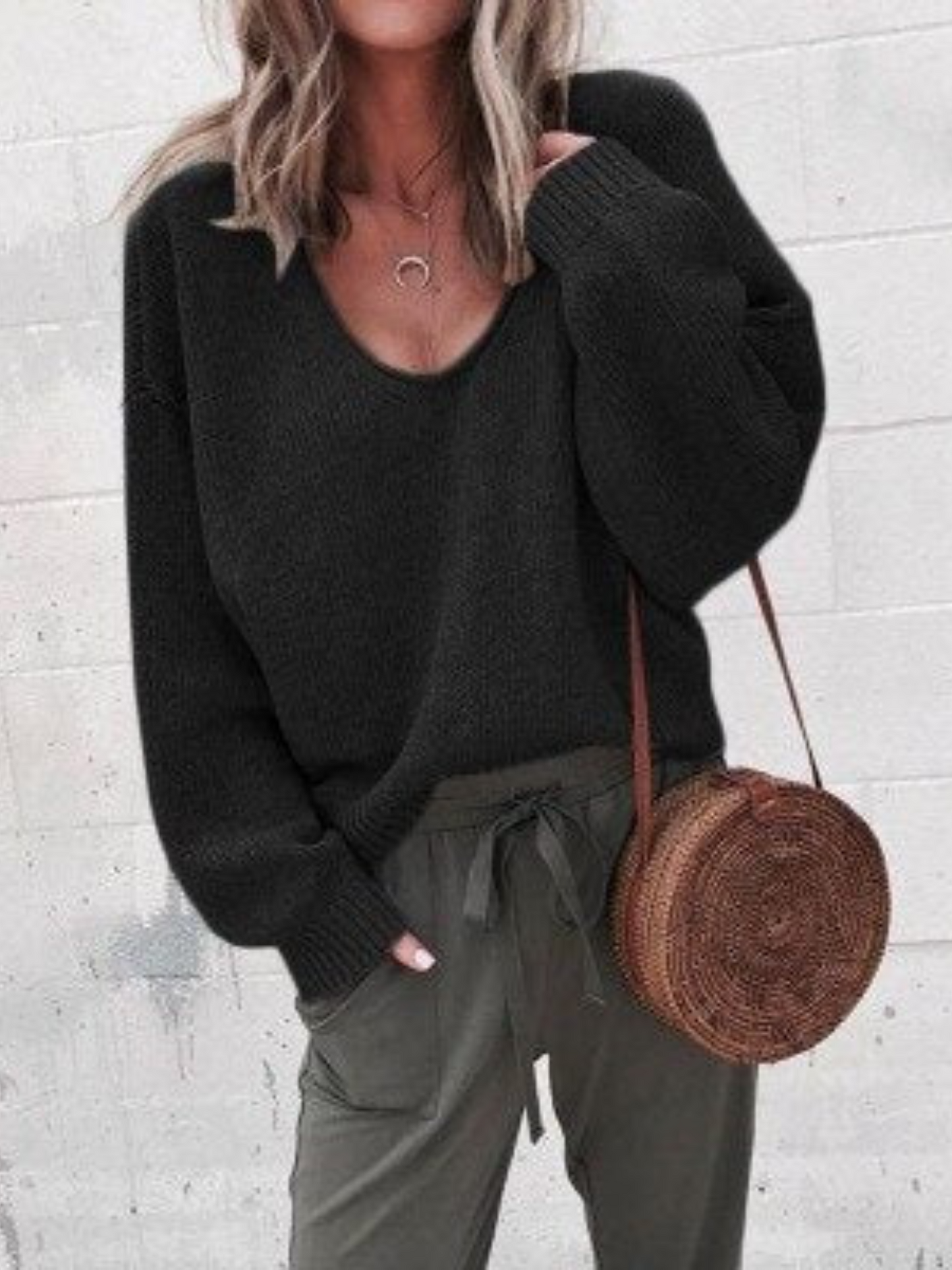 Damen Gestrickter Pullover Figurbetonter Schnitt