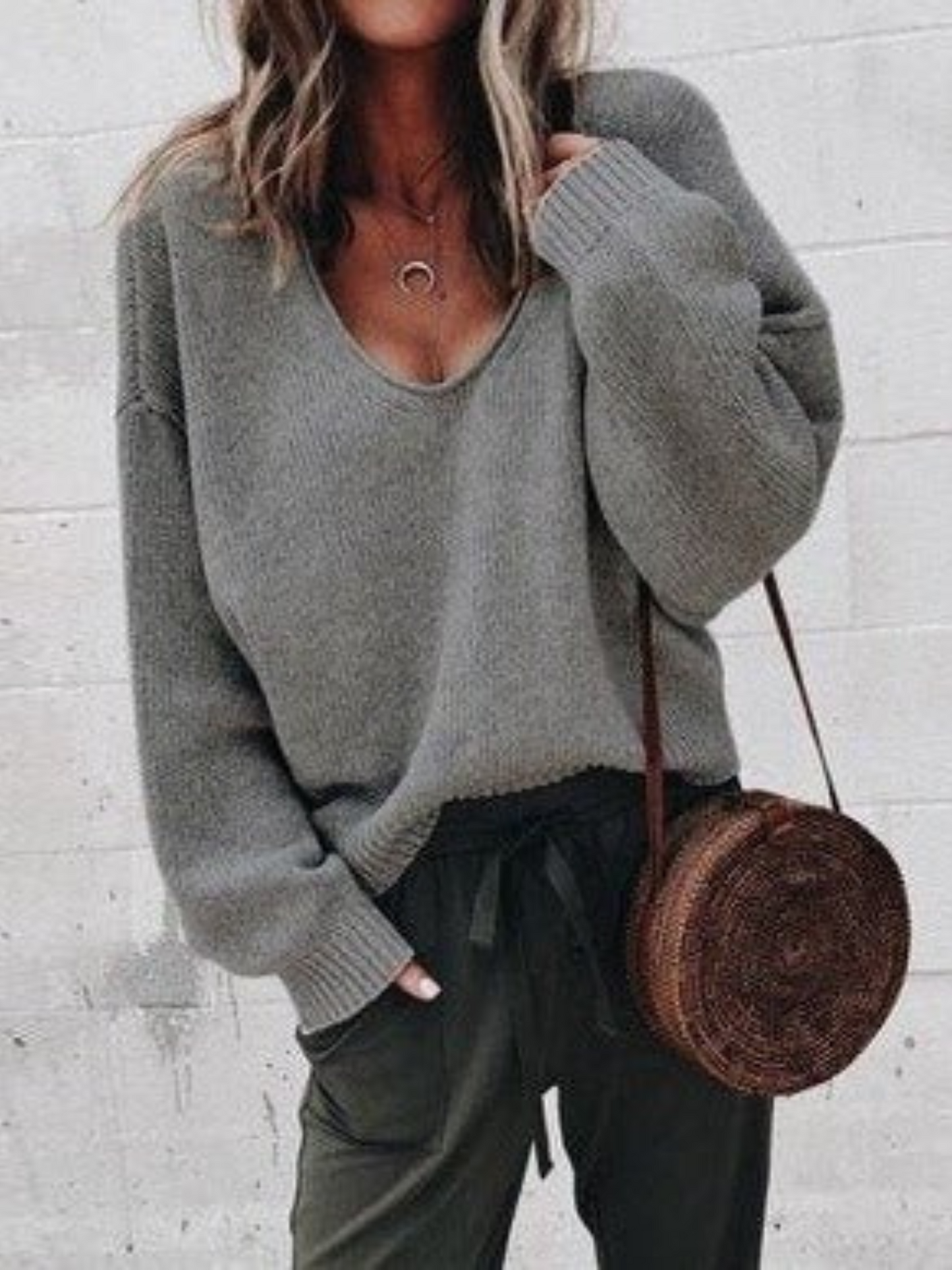 Damen Gestrickter Pullover Figurbetonter Schnitt
