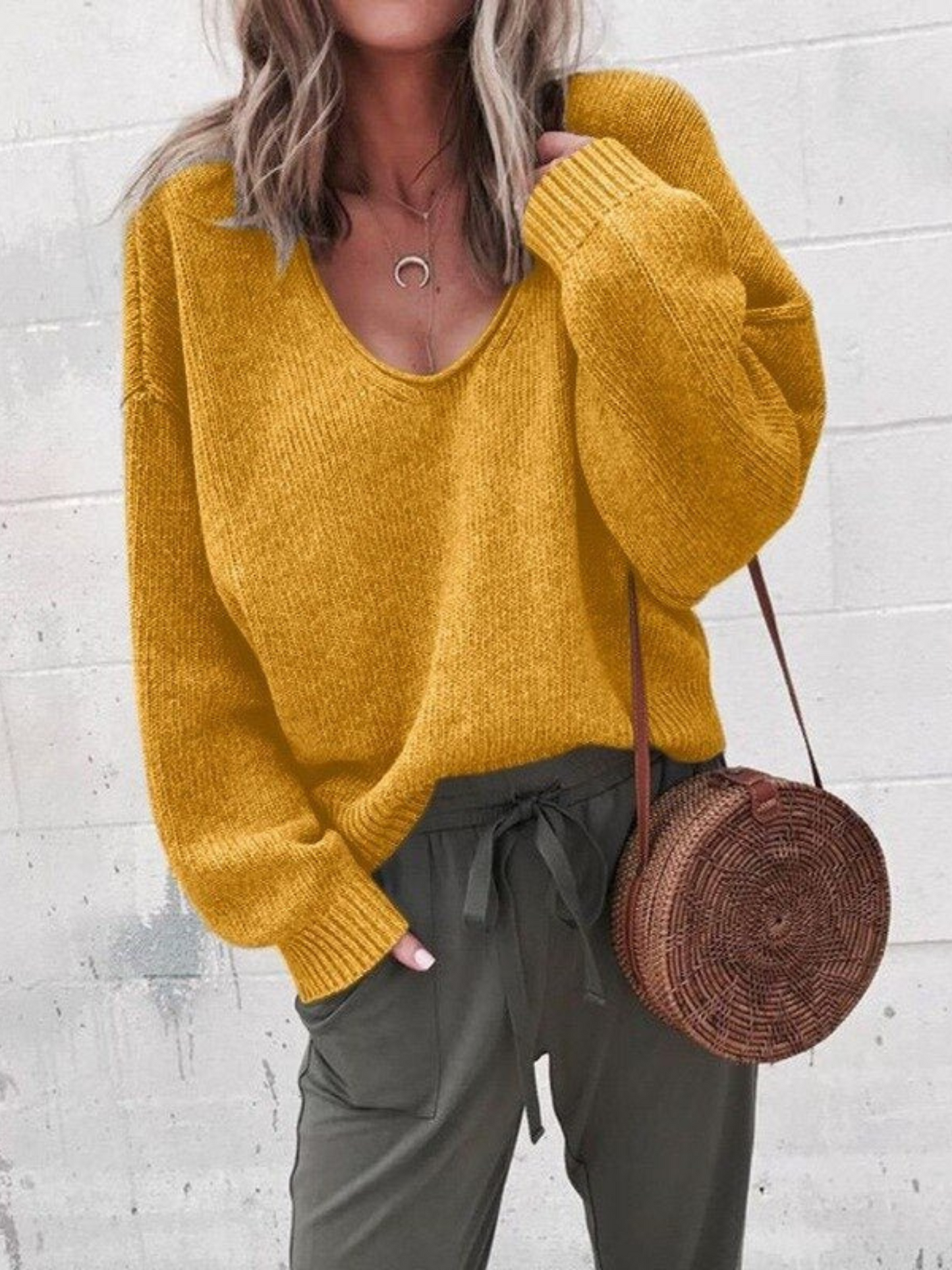 Damen Gestrickter Pullover Figurbetonter Schnitt