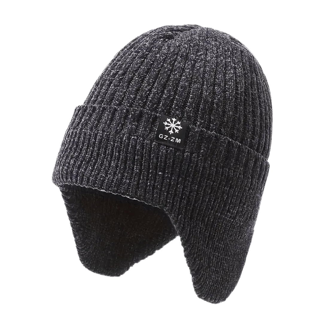 Unisex Strickmütze Fleece Futter Ohrenbedeckung Schwarz - Norvielle