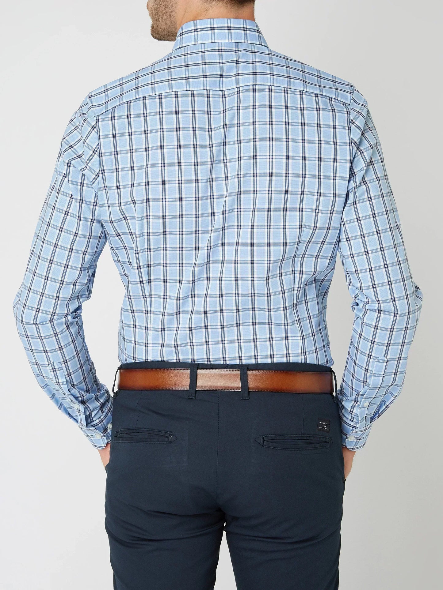 Knopfleiste-Hemd – Herrenhemd mit Kragen und langen Ärmeln mit Karomuster-Chaps Herrenmode
