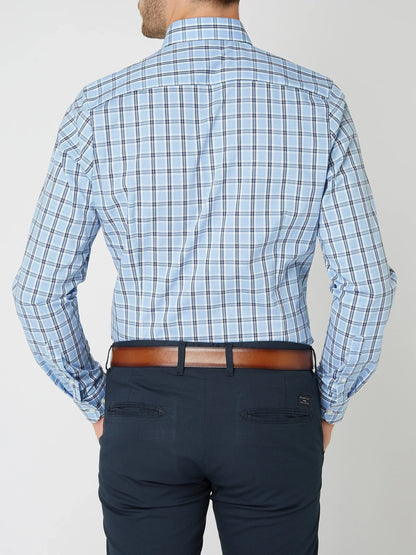 Knopfleiste-Hemd – Herrenhemd mit Kragen und langen Ärmeln mit Karomuster-Chaps Herrenmode