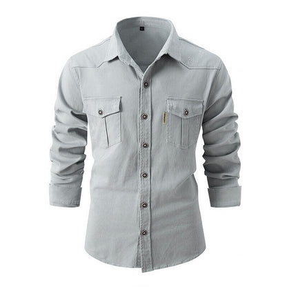 Herren Denim Hemd mit Taschen und Knopfleiste - Norvielle