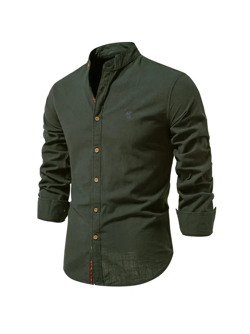 Herren Langarmhemd Leichter Schnitt Knopfleiste Slim Fit - Norvielle