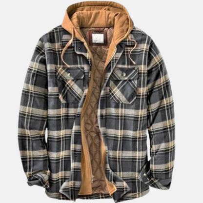 Herren Karierte Steppjacke Warm Knöpfe Erich