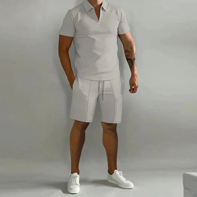 Koordinationsset | Zweiteiler | Kurzarm | Shorts-Set | Herrenbekleidung-Grau-S-Chaps Herrenmode