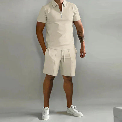 Koordinationsset | Zweiteiler | Kurzarm | Shorts-Set | Herrenbekleidung-Khaki-S-Chaps Herrenmode