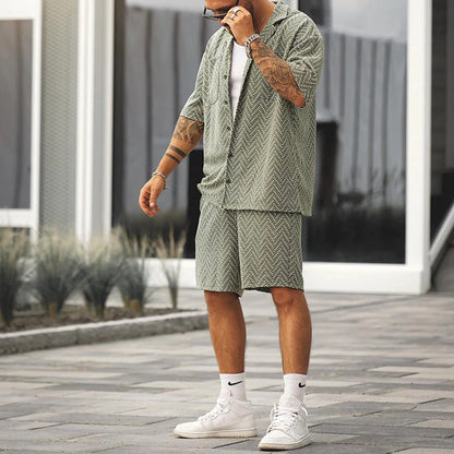 Koordiniertes Set – zweiteilig – Kurzarm – Shorts-Set – Sommerkleidung für Herren-Chaps Herrenmode