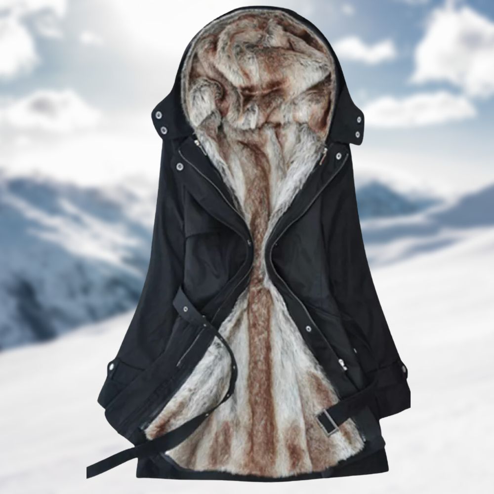 Damen Winterparka Kapuze Taillengürtel Wärmer Stadt Outdoor - Norvielle