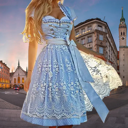 Norvielle Damen Spitzendirndl Bestickt Bandverschluss