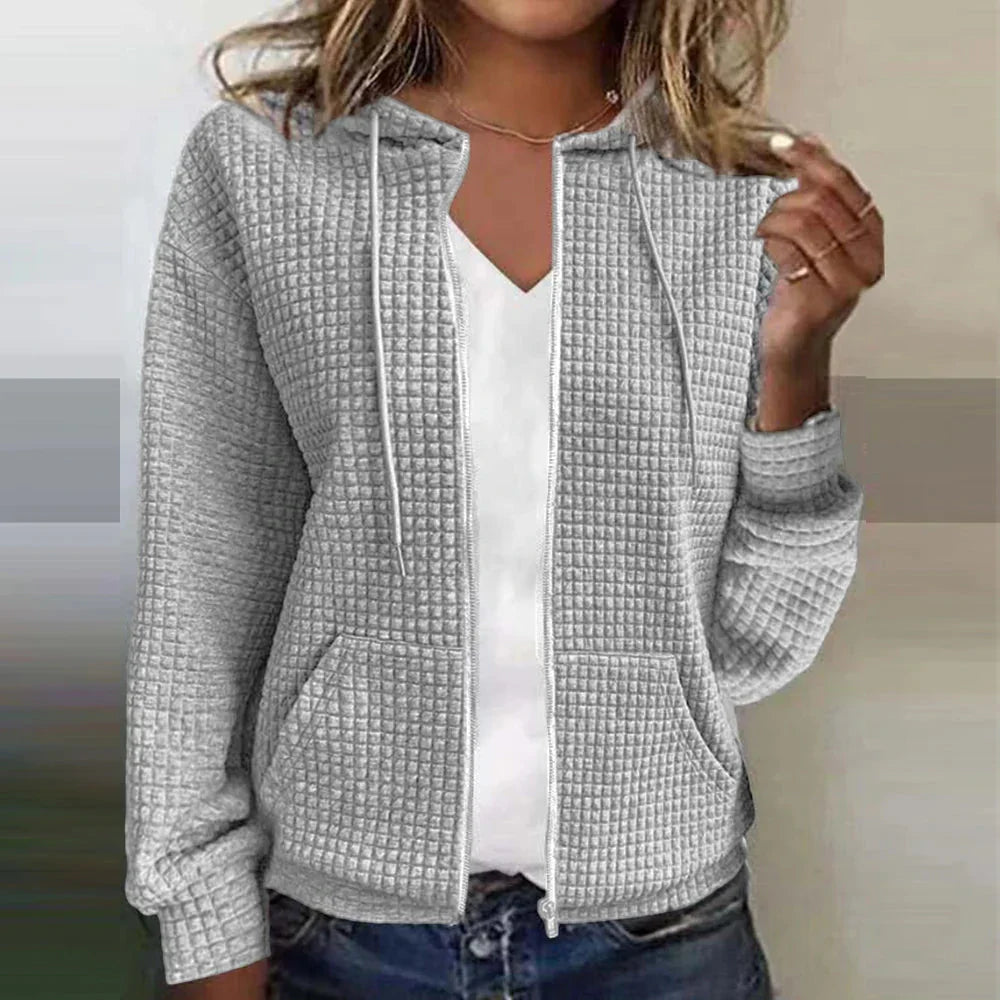 Kristel Damen Cardigan Waffelstrick Beige
