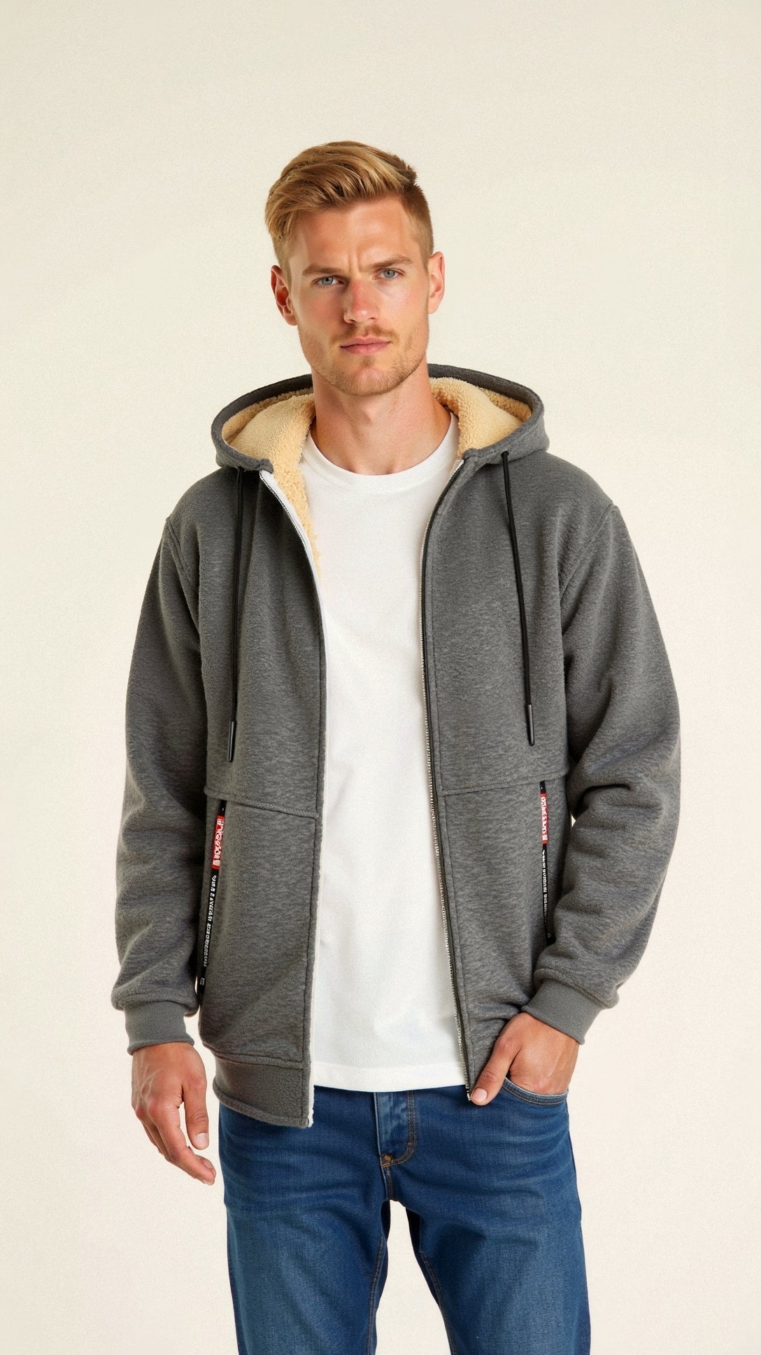 Herren Hoodie Fleece Kapuzenjacke Reißverschluss Schwarz - Norvielle