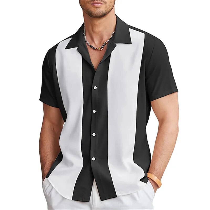 Herren Kurzarmhemd Gestreift Button-Up Sommerhemd - Norvielle