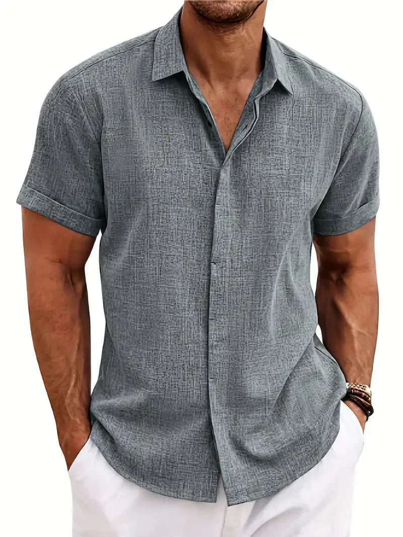 Herren Kurzarmhemd Leicht Atmungsaktiv Button-Up Weiss - Norvielle