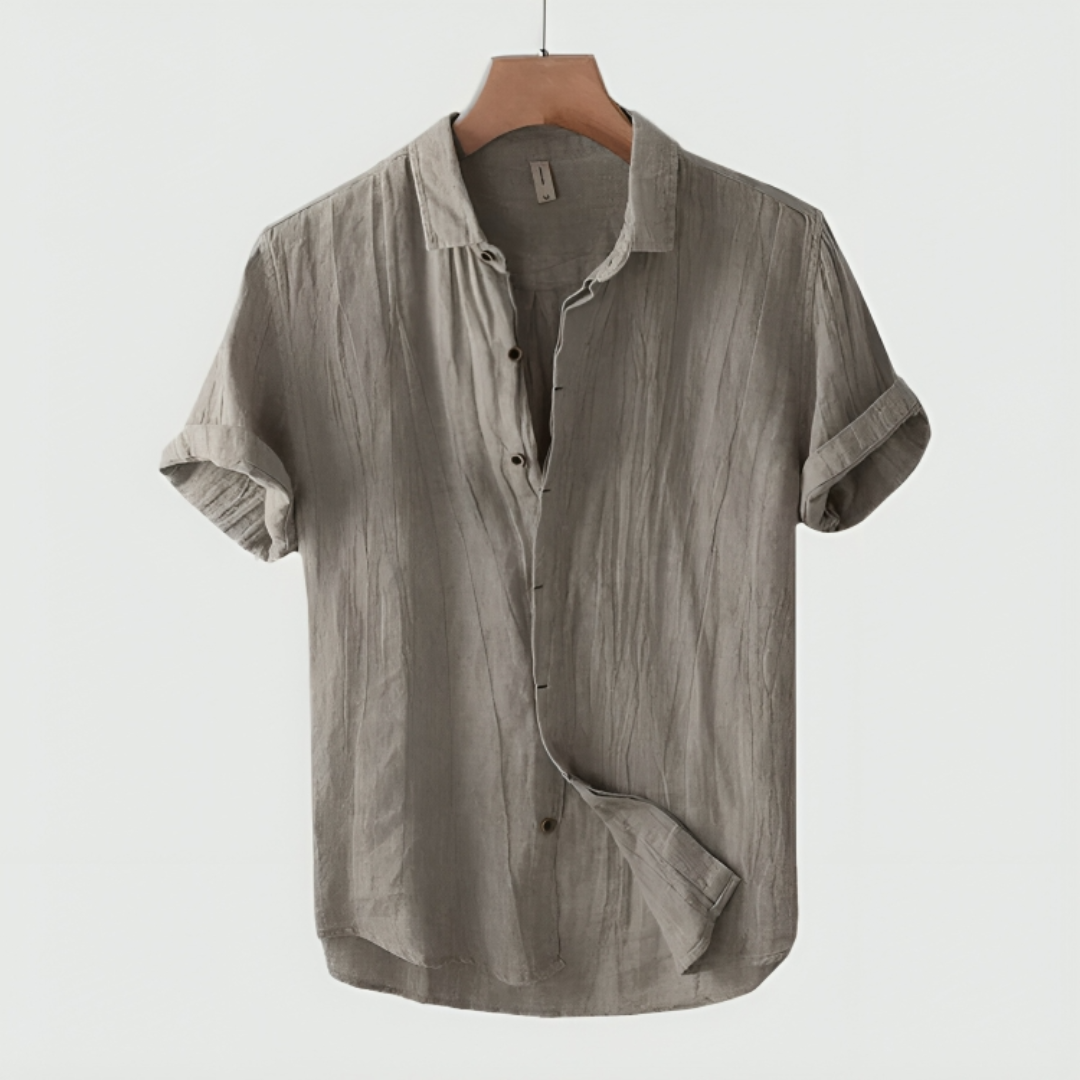 Herren Kurzarmhemd Leicht Button-Down Baumwolle Weiß - Norvielle