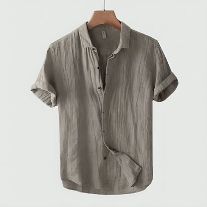 Herren Kurzarmhemd Leicht Button-Down Baumwolle Weiß - Norvielle