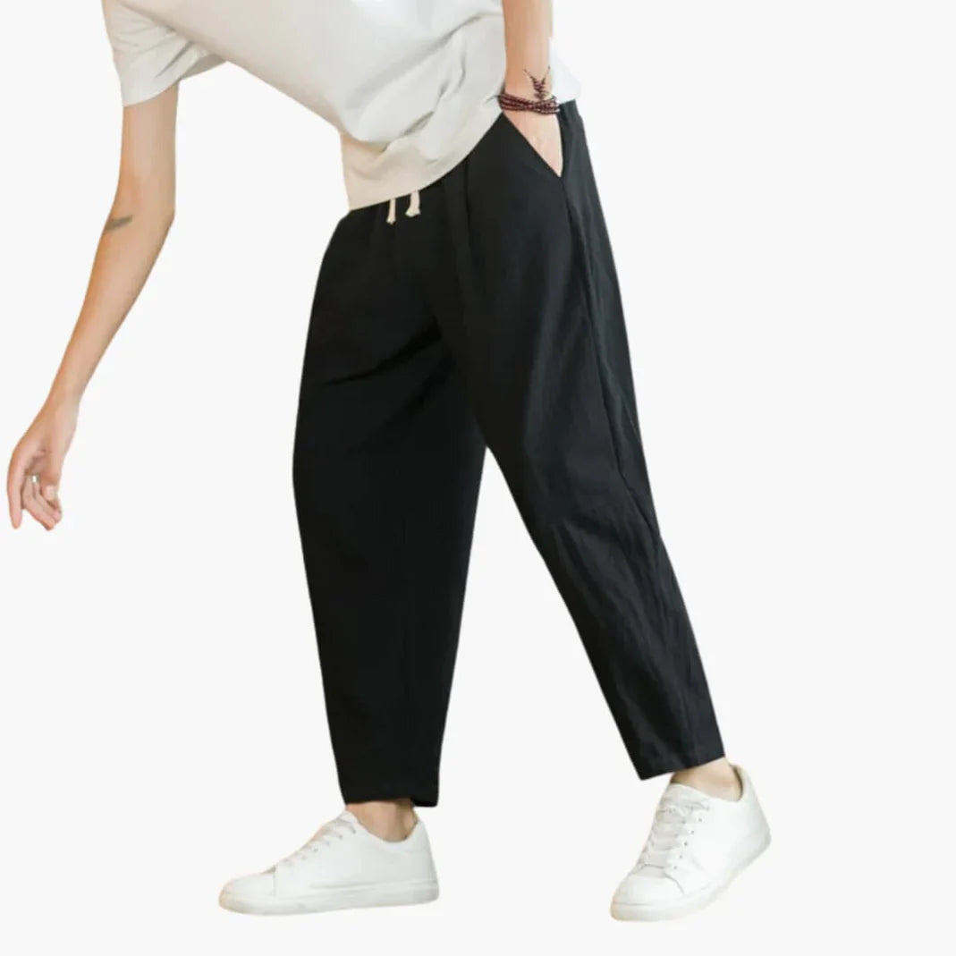 Kurze Hosen – Locker sitzend – Leicht – Baggy-Hosen – Herrenhosen-Schwarz-L-Chaps Herrenmode