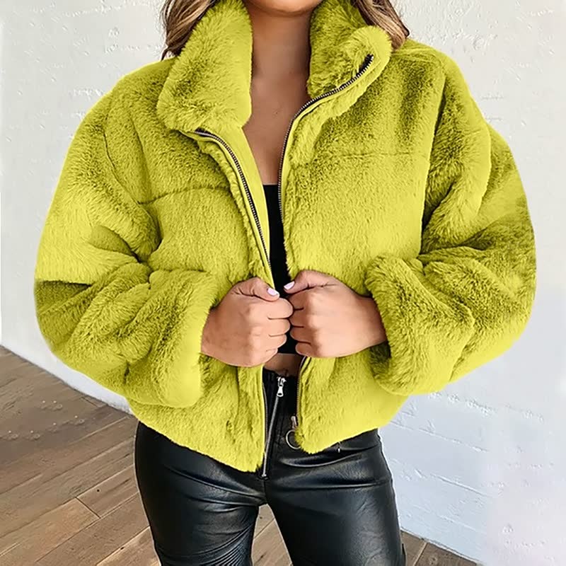 Norvielle Damen Winterjacke Teddyjacke Hochkragen Plüsch Optik
