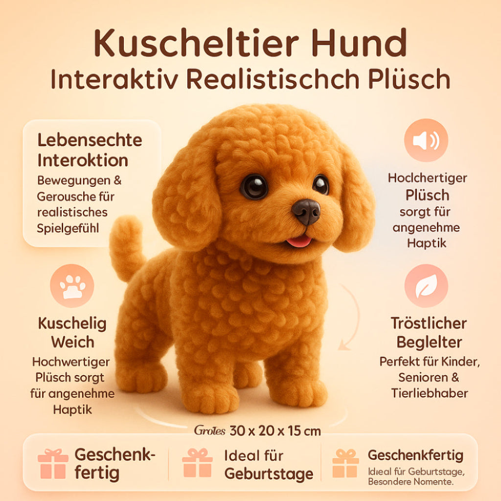 Kuschelhund Plüsch Realistisch Interaktiv