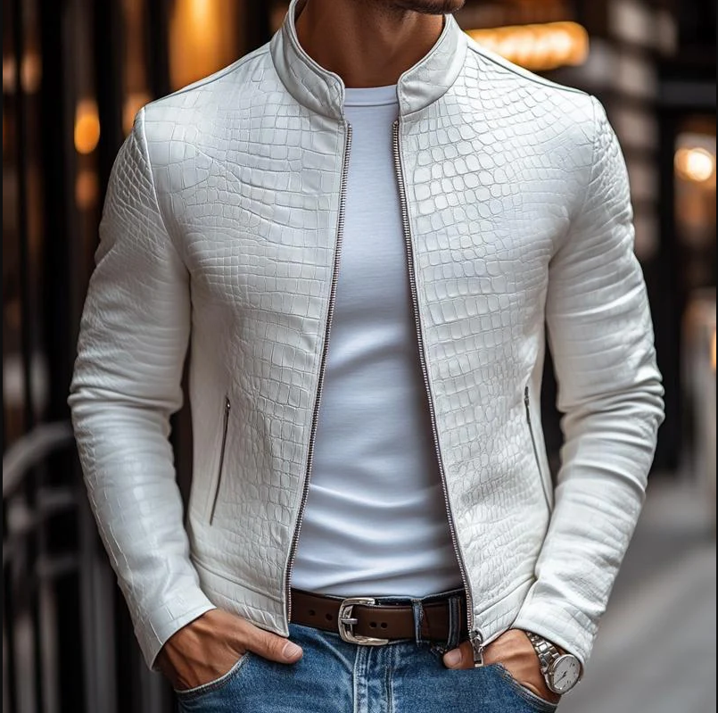 Norvielle Damen Lederjacke Krokodilmuster