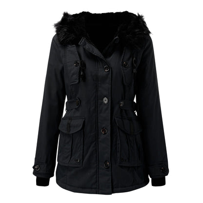 Damen Longline Winterjacke Warm Kapuzenjacke