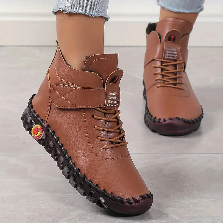 Norvielle Damen Winterstiefel Warm Schnürschuhe