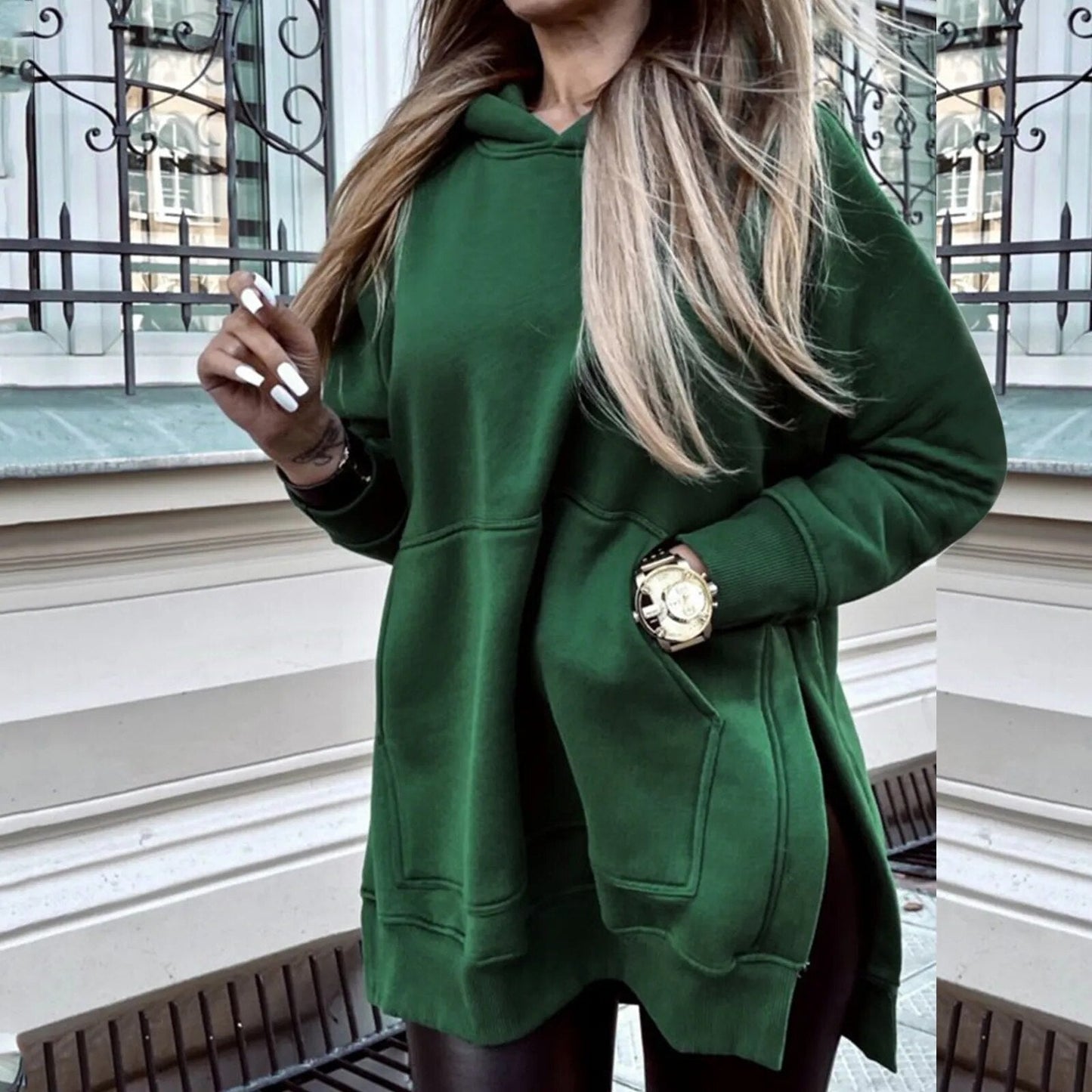 Norvielle Damen Kapuzenjacke mit Schlitz