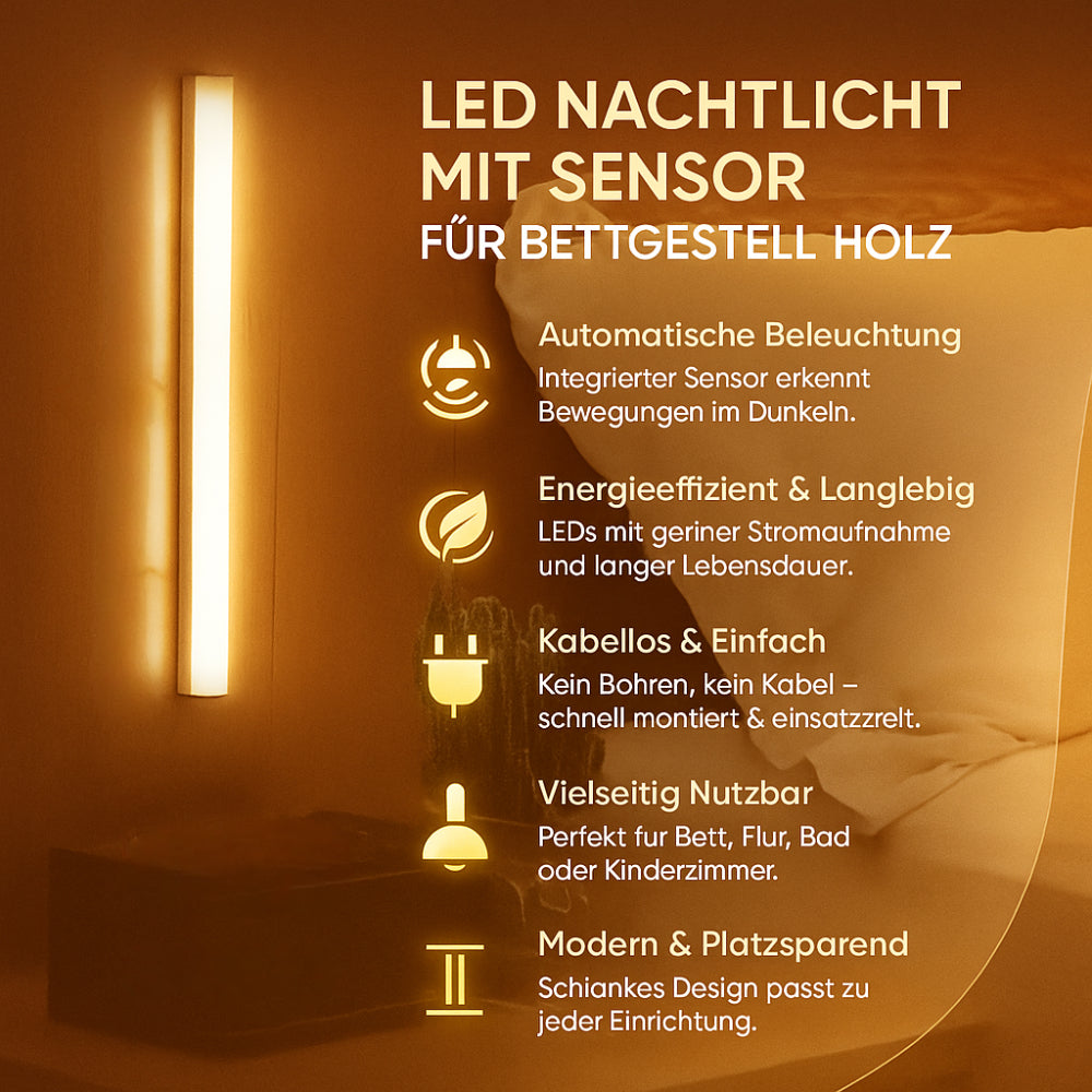 Nachtlicht LED Sensor Holzbettgestell