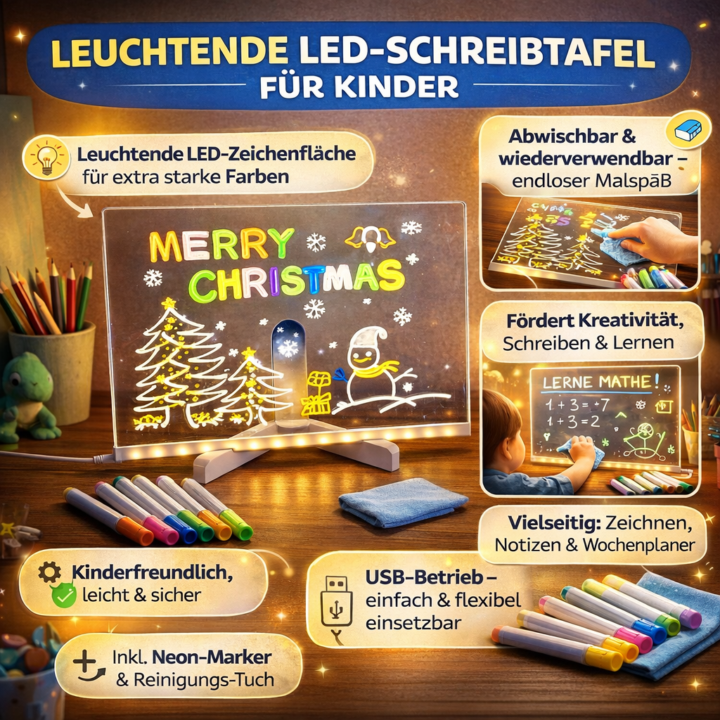 Kinder LED Schreibtafel Leuchtendes Zeichenbrett