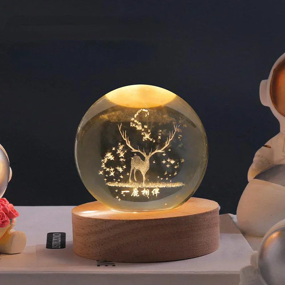 USB LED Nachtlicht 3D Kristallkugel
