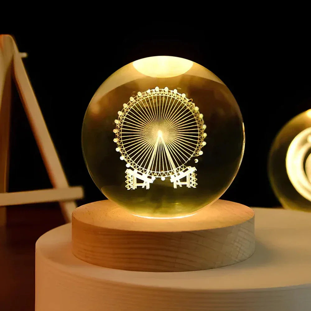 USB LED Nachtlicht 3D Kristallkugel
