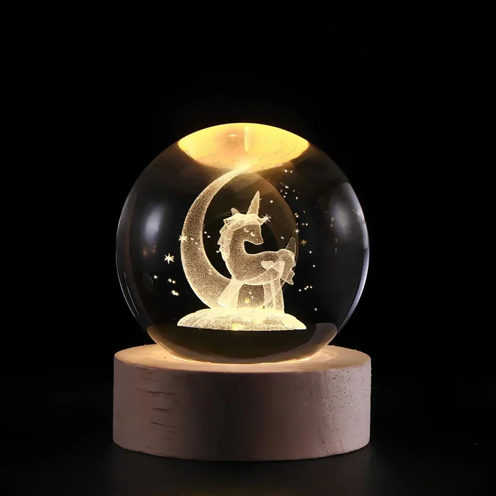 USB LED Nachtlicht 3D Kristallkugel