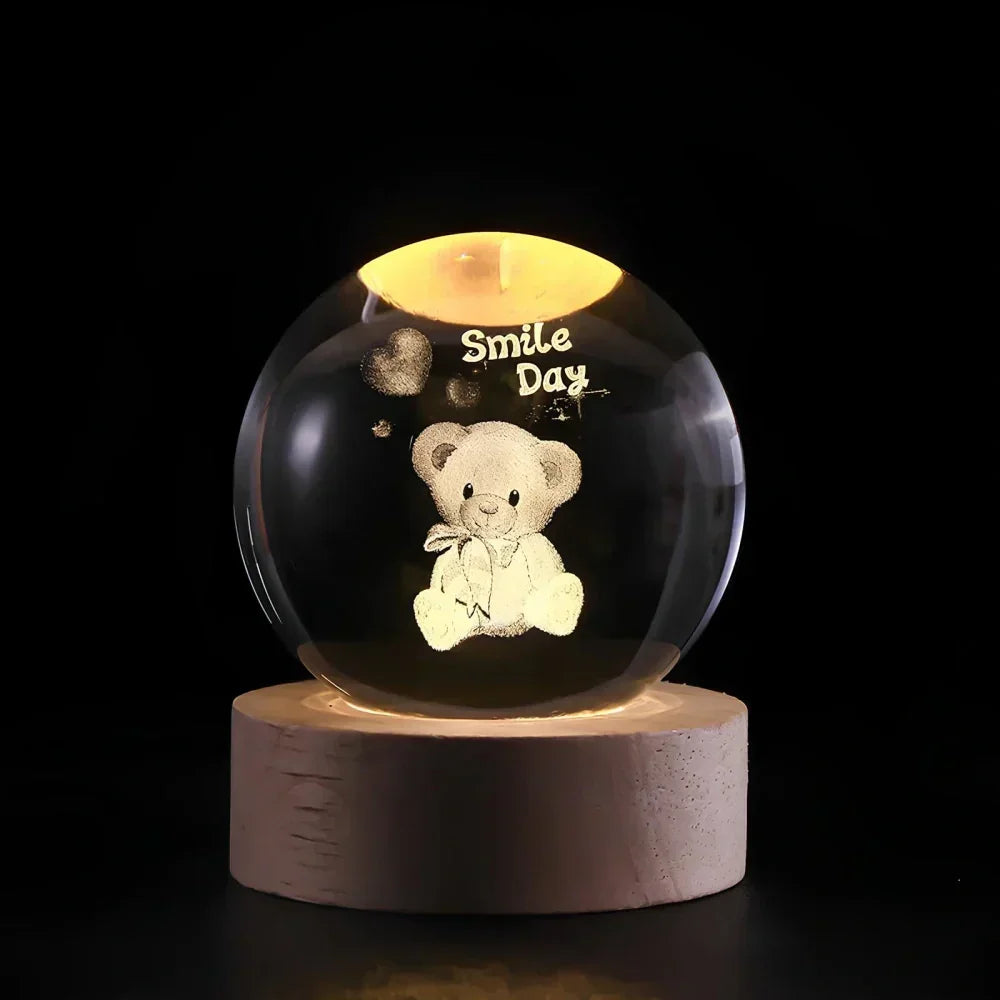 USB LED Nachtlicht 3D Kristallkugel