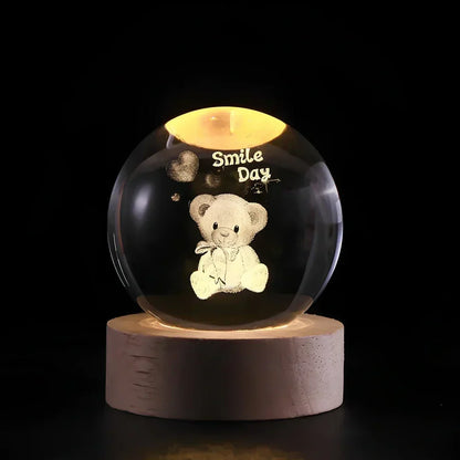 USB LED Nachtlicht 3D Kristallkugel