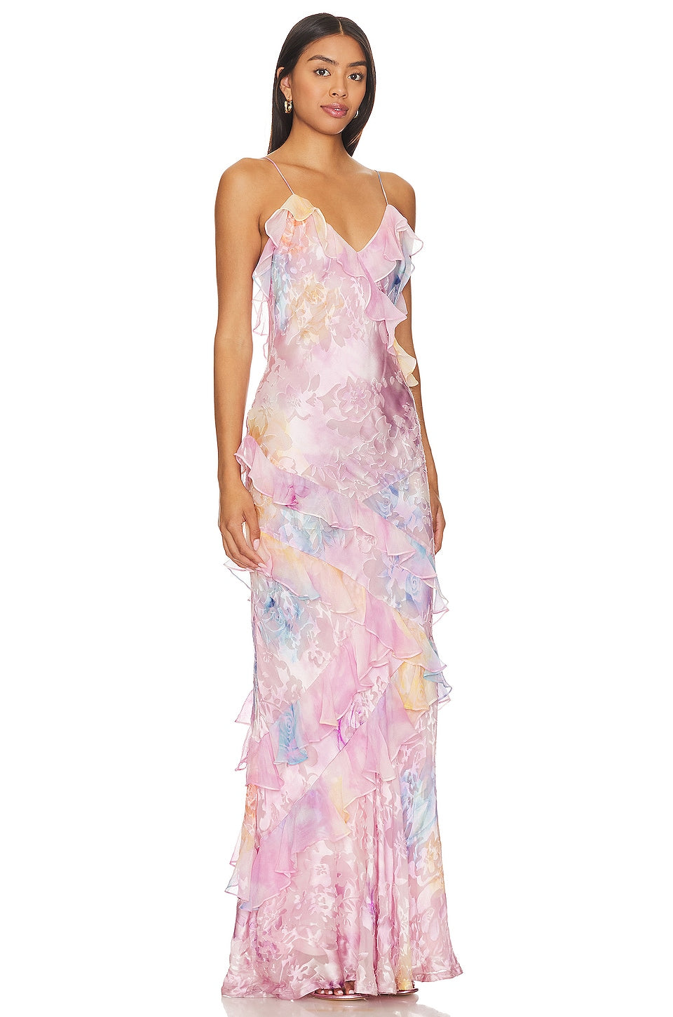 Damen Sommerkleid Rüschen Blumenmuster