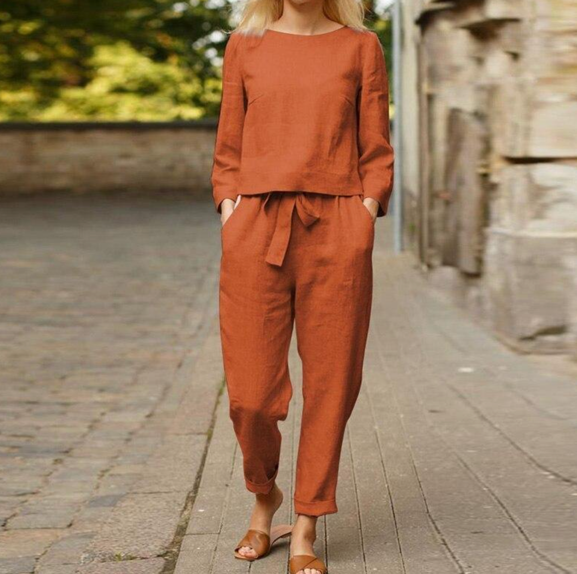 Norvielle Damen Sommerkleid-Set Baumwolle
