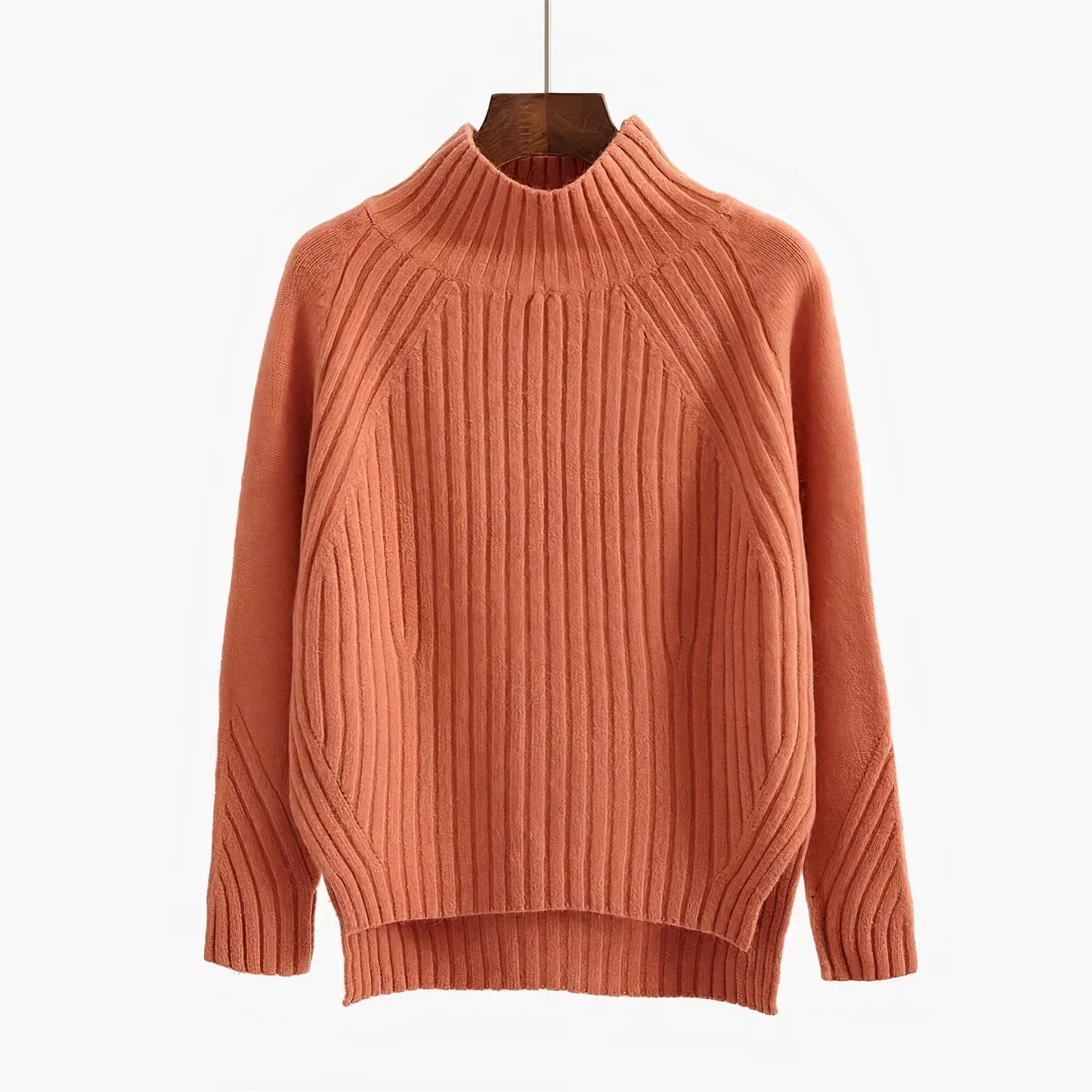 Damen Langstrick Rollkragenpullover Warm
