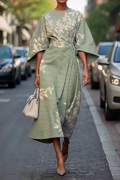 Damen Midikleid Elegante Kimono-Silhouette Feminin